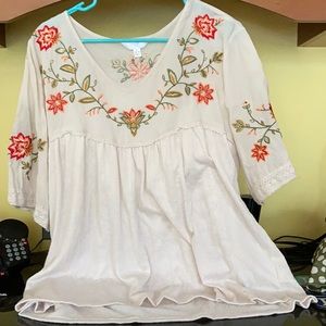Women’s XL Time and Tru Embroidered Top